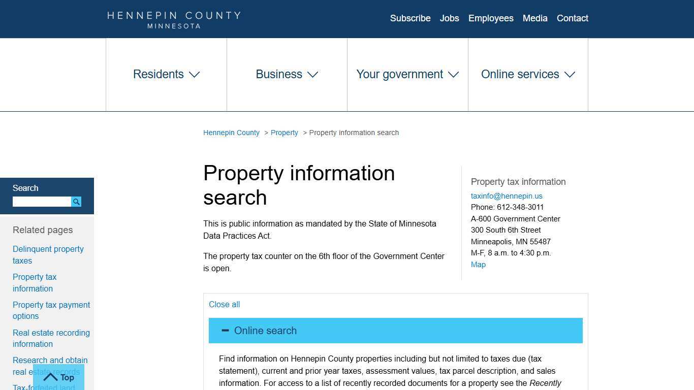 Property information search | Hennepin County