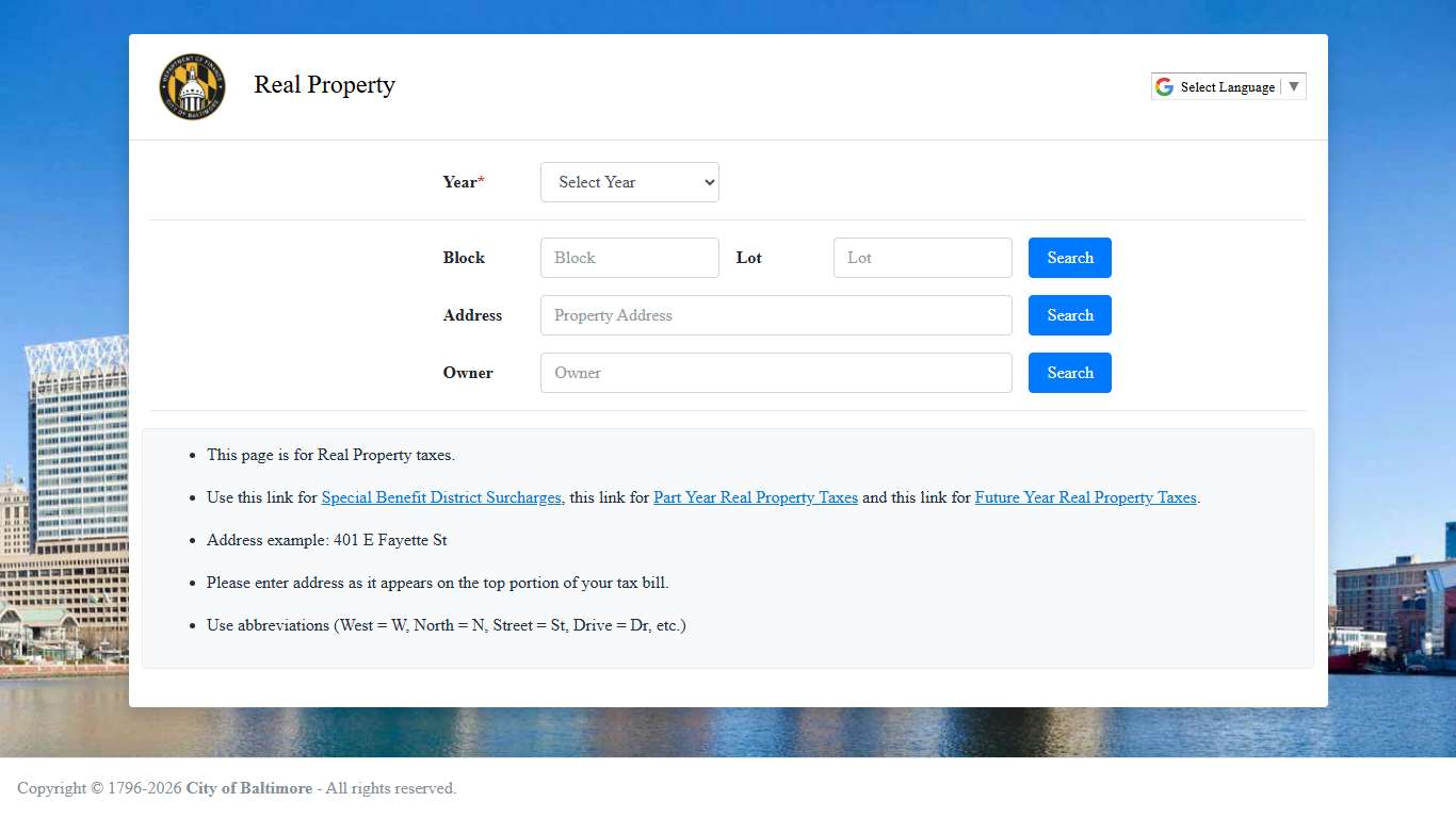 Real Property | City of Baltimore